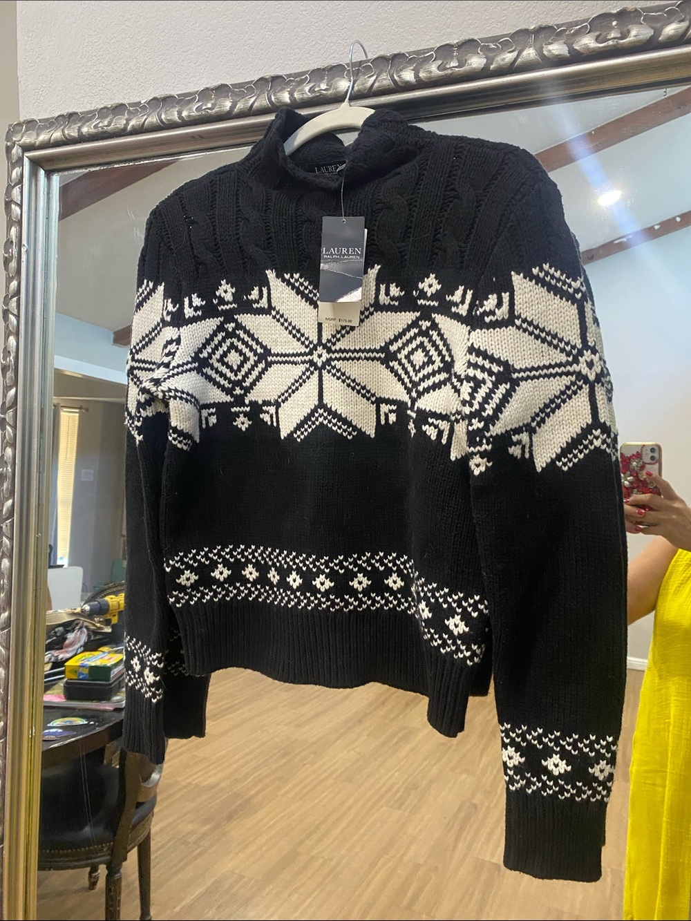 Ralph Lauren Black and White Fair Isle Turtleneck Sweater